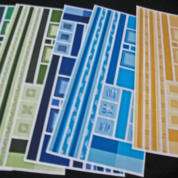 Jumbo Gr Length Stickers, 2 Sheets ea Gr Length Blue, Aqua, Green/Olive, Yellow - Picture 2 of 4